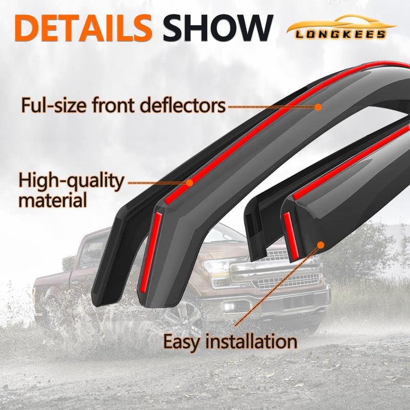 LONGKEES in-Channel Window Visors Rain Guards FIT Kia Sorento 2021-2025 (2021-2025) – 4-Piece in-Channel Dark-Smoke Polycarbonate Vent Deflectors - Image 3